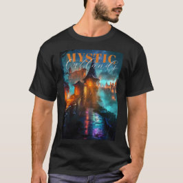 Neon-Cyberpunk-Festung, leuchtender Nachthimmel T-Shirt