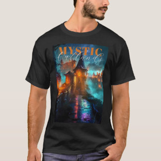 Neon-Cyberpunk-Festung, leuchtender Nachthimmel T-Shirt