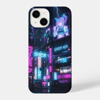 Neon Cyberpunk Glitch Anime iPhone Case 14 Hülle
