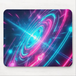 Neon Cyberpunk Glowing Galaxy Light Trails Mousepad