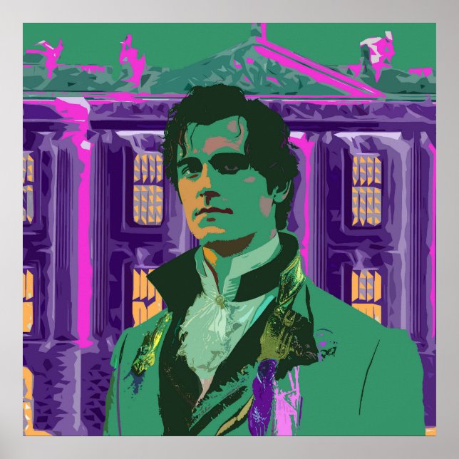 Neon Cyberpunk Handsome Mr. Darcy Portrait Poster (Vorne)