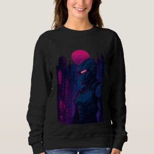 Neon-Cyberpunk-Roboterstadtlandschaft — Dreamframe Sweatshirt