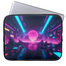 Neon-Cyberpunk-Stadtlandschaft Synthwave Retro-Tec