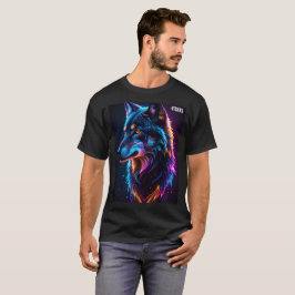 Neon-Cyberpunk-Wolf-Grafik-T-Shirt - Leuchtendes W T-Shirt