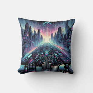 Neon Cyberworld Kissen