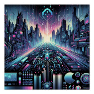 Neon Cyberworld Poster