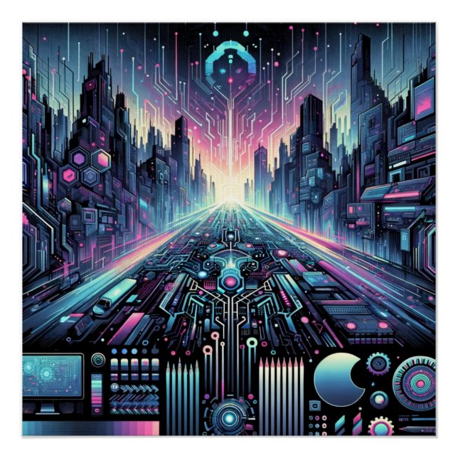 Neon Cyberworld Poster (Vorderseite)