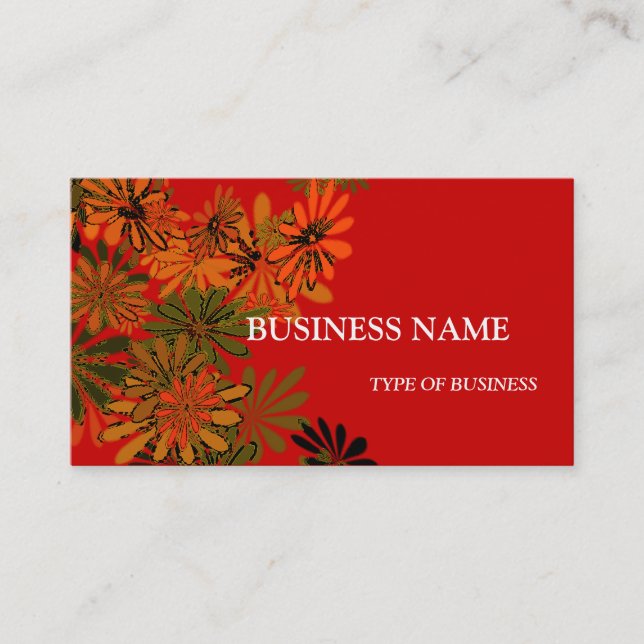 Neon Daisies Business Card Template Visitenkarte (Vorderseite)