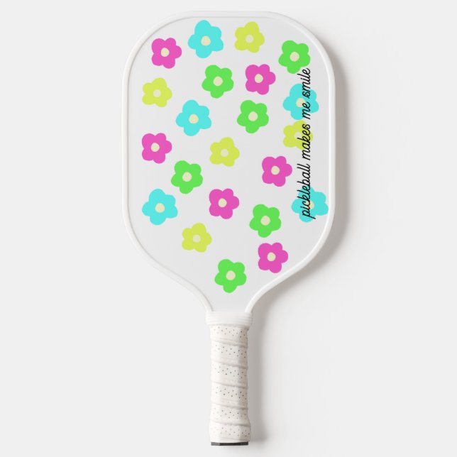 Neon Daisy Print Pickleball Paddle (Vorderseite)