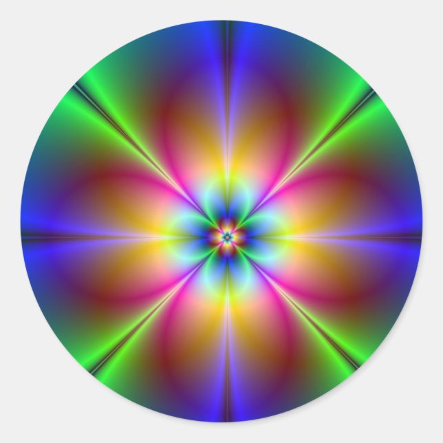 Neon Daisy Runder Aufkleber (Vorderseite)