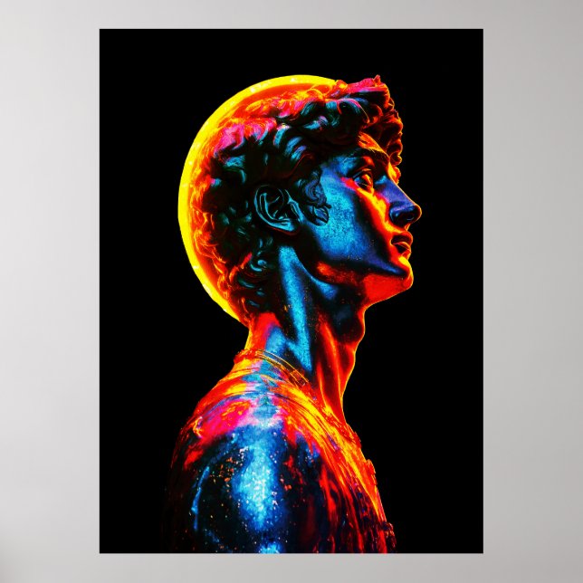 Neon-David-Statue  Poster (Vorne)