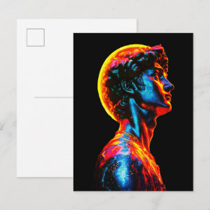Neon-David-Statue  Postkarte