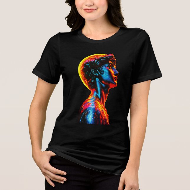 Neon-David-Statue Tri-Blend Shirt (Vorderseite)