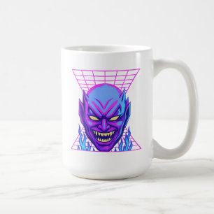 Neon Devil Synthwave Demon Head Retro Horror Kaffeetasse