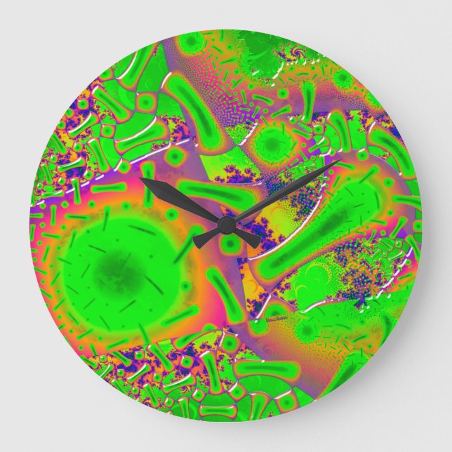 Neon Dichroic Psychedelic Große Wanduhr (Vorderseite)