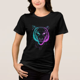 Neon digital tiger art Tri-Blend shirt