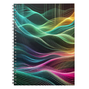 Neon Digital Wave Muster Notebook Notizblock