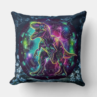 Neon Dinosaur Throw Kissen