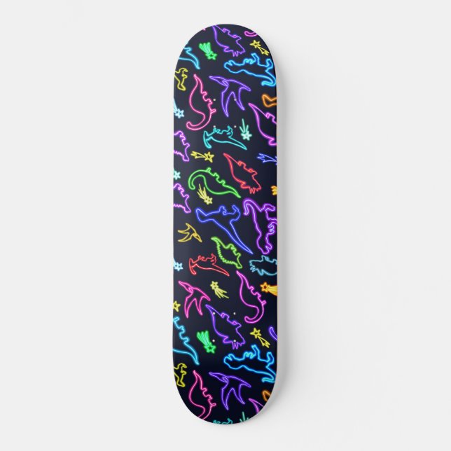 Neon Dinosaurier Skateboard (Vorderseite)