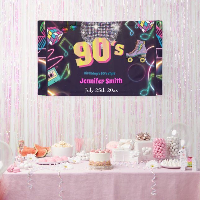 Neon Disco Vibes Retro Stytle der 90er Jahre Banner (Party)