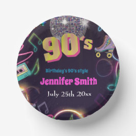 Neon Disco Vibes Retro Stytle der 90er Jahre Pappteller