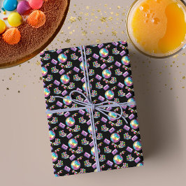 Neon Disco zum Geburtstag Geschenkpapier
