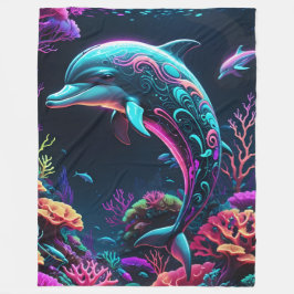 Neon Dolphin Fleece Blanket