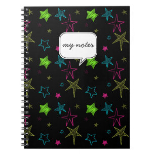Neon Doodle Stars für benutzerdefiniertes Notebook Notizblock