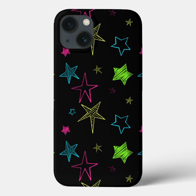 Neon Doodle Stars iPad Case (Rückseite)