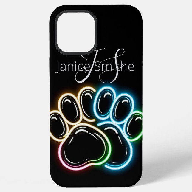 Neon Dows Monogramm iPhone 12 Pro Max Hülle (Rückseite)