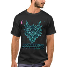 Neon-Drache Synthwave – Retro-Feuer-Bestien-T-Shir
