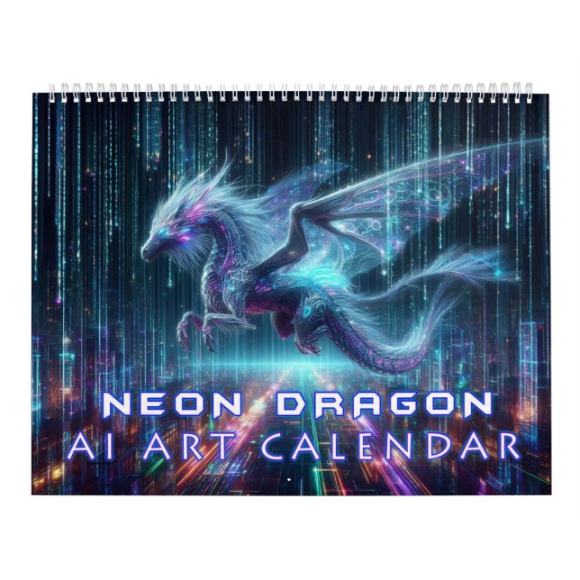 Neon Dragon AI Art Kalender (Titelbild)