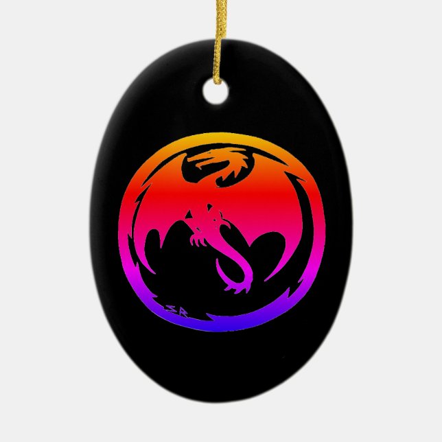 Neon Dragon Black Keramik Keramik Ornament (Vorne)