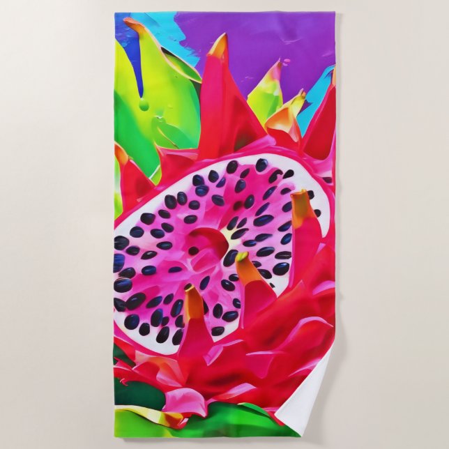 Neon Dragon Fruit Splendor Strandtuch (Vorderseite)