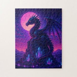 Neon Dragon on Crystal Peak – Synthwave Fantasy Ar