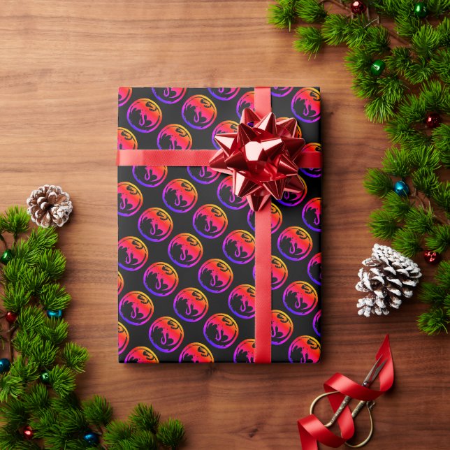 Neon Dragon schwarz glänzende Packpapier klein (Feiertagsgeschenk)