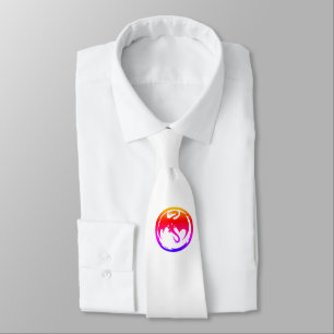 Neon Dragon white necktie Krawatte
