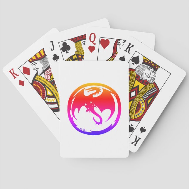 Neon Dragon white Poker spielt Karten Spielkarten (Rückseite)