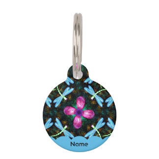 Neon Dragonfliegen Rosa Blume Schwarzes Schimmer M Haustiermarke