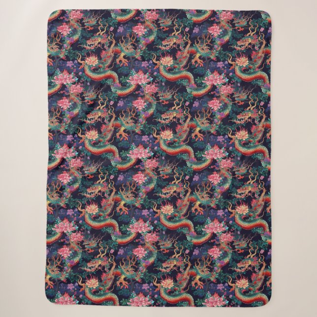 Neon Dragons und Blume Sherpadecke (Vorderseite)