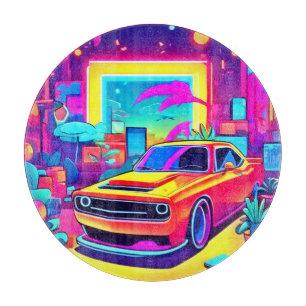 Neon Dream Car Escape Schneidebrett