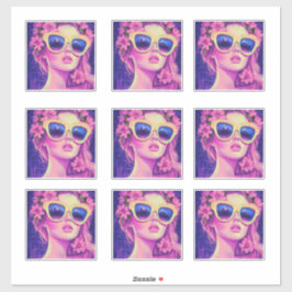 Neon Dream Girl mit BläserSonnenbrille Aufkleber