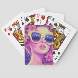 Neon Dream Girl mit BläserSonnenbrille Spielkarten