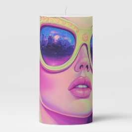 Neon Dream Girl mit BläserSonnenbrille Stumpenkerze