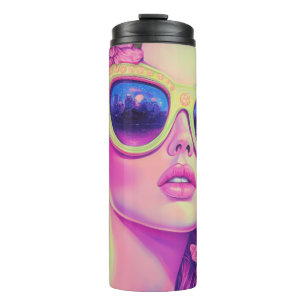 Neon Dream Girl mit BläserSonnenbrille Thermosbecher
