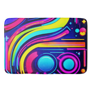 Neon Dreams: Eine psychedelische digitale Odyssey Badematte