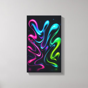 Neon Dreams II Abstrakte Wandkunst Chrom-Glow Leinwanddruck
