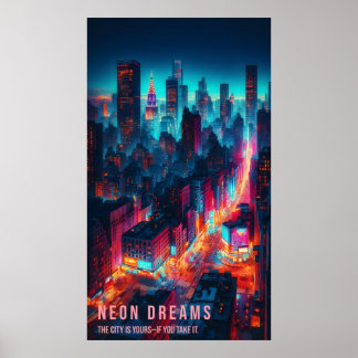 Neon Dreams - Nachtstädplakat Poster