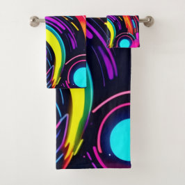 Neon Dreamscape Art Badhandtuch Set