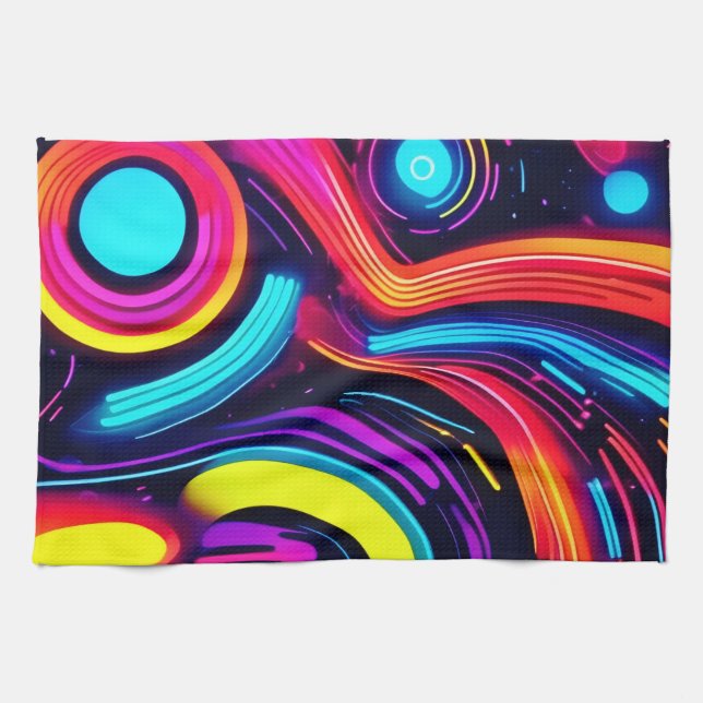 Neon Dreamscape Art Geschirrtuch (Horizontal)